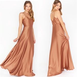 Show Me Your Mumu Faith Maxi Dress Copper Luxe Satin Size Small - worn once
